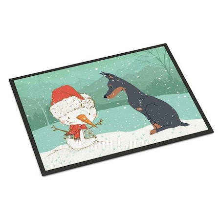 Carolines Treasures Carolines Treasures CK2038MAT 18 x 27 in. Doberman & Snowman Christmas Indoor or Outdoor Mat CK2038MAT